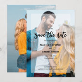 Hand Letterde 2 Fotosemionoverlay Save The Date (Voorkant / Achterkant)