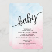 Hand Letterde Roze van het Manuscript en Blauw Bab Kaart (Voorkant / Achterkant)