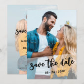Hand Lettered 2 de Vertaalkundige Bekleding van de Save The Date (Voorkant / Achterkant)