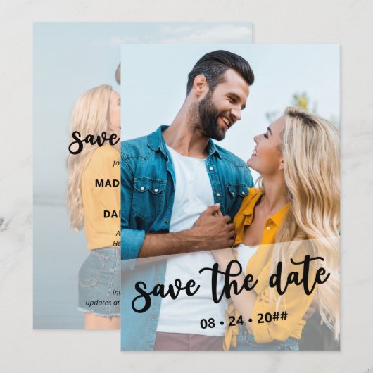 Hand Lettered 2 de Vertaalkundige Bekleding van de Save The Date (Voorkant / Achterkant)