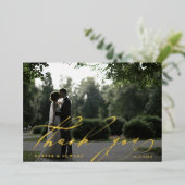 Hand Lettered 2 Foto Wedding Bedankt Folie kaart (Staand Voorkant)