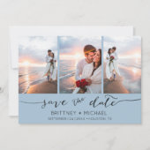 Hand Lettered 3 Afbeelding Dusty Blue Save The Date (Voorkant)