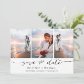 Hand Lettered 3 Afbeelding Wit Save The Date (Staand voorkant)