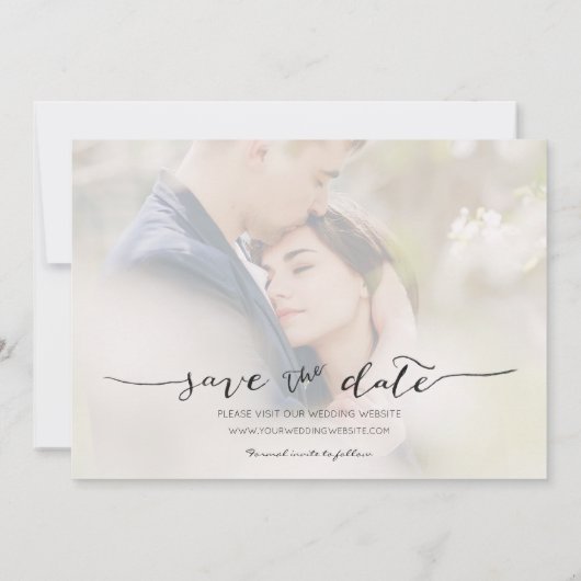Hand Lettered 3 Afbeelding zwart Save The Date (Achterkant)