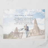 Hand Lettered 3 Fotobruiloft Hartelijk dank Folie Uitnodiging (Achterkant)