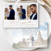 Hand Lettered 4 Foto Wedding Bedankt Folie kaart