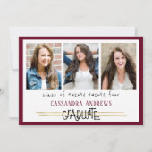 Hand Lettered Afstuderen | bewerkbare maroon | Fot Kaart (Voorkant)