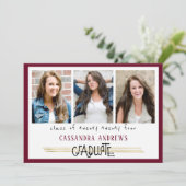 Hand Lettered Afstuderen | bewerkbare maroon | Fot Kaart (Staand voorkant)