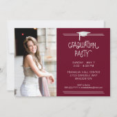 Hand Lettered Afstuderen | bewerkbare maroon | Fot Kaart (Achterkant)