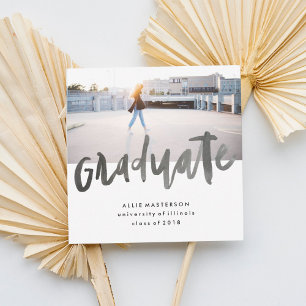 Hand Lettered Afstuderen Kaart bekendmaking Squa