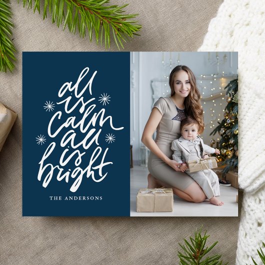 Hand-lettered Alles is rustig, alles is helder Nav Feestdagenkaart