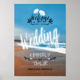 Hand Lettered Beach Wedding Welcome Sign Poster