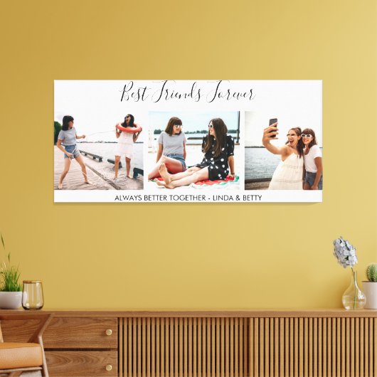 Hand Lettered Best Friends Forever 3 Fotocollage Canvas Afdruk (Insitu (Woonkamer))