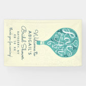 Hand Lettered Blauwgroen Balloon Vrijgezellenfeest Spandoek (Horizontaal)