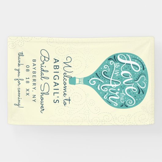 Hand Lettered Blauwgroen Balloon Vrijgezellenfeest Spandoek (Horizontaal)