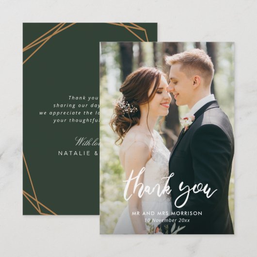 Hand lettered borsteltypografie bruiloft bedankt (Voorkant / Achterkant)