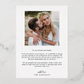 Hand lettered bruiloft dank u overlay folie uitnodiging (Achterkant)