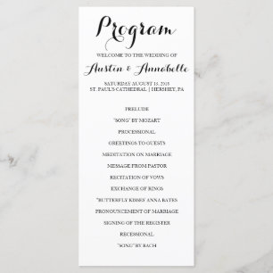 Hand Lettered Calligraphy Wedding Programme Programmakaart
