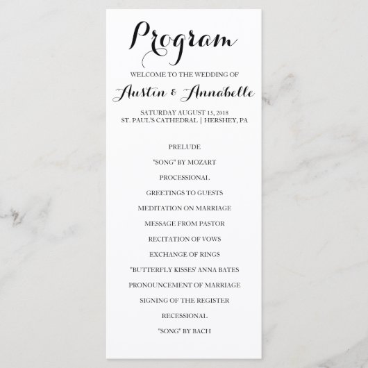 Hand Lettered Calligraphy Wedding Programme Programmakaart (Voorkant)
