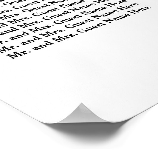 Hand Lettered Calligraphy Wedding Seating Chart Poster (Hoek)