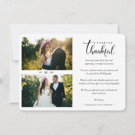 Hand Lettered Chic 2 Photos Bride & Groom Collage Bedankkaart
