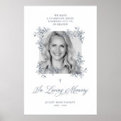Hand Lettered Chic Flourish Gray Photo Memorial Poster (Voorkant)