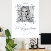 Hand Lettered Chic Flourish Gray Photo Memorial Poster (Thuiskantoor)