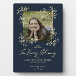 Hand Lettered Chic Flourish Navy Wedding Memoral P Fotoplaat