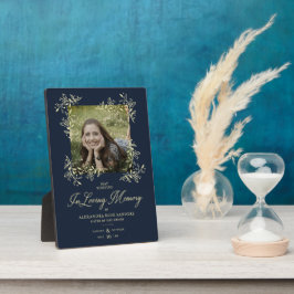 Hand Lettered Chic Flourish Navy Wedding Memoral P Fotoplaat