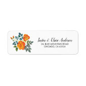 Hand Lettered Chique Floral Wedding Retouradres Etiket (Voorkant)