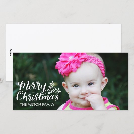 Hand Lettered Christmas Full Photocard Feestdagenkaart (Voorkant / Achterkant)