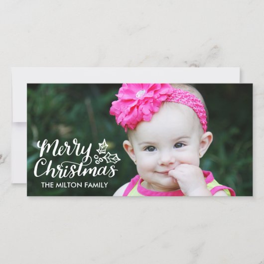 Hand Lettered Christmas Full Photocard Feestdagenkaart (Voorkant)