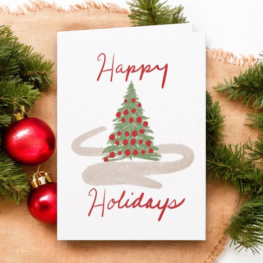 Hand Lettered Custom Happy Holiday Christmas Tree Kaart