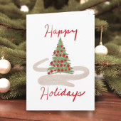 Hand Lettered Custom Happy Holiday Christmas Tree Kaart