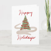 Hand Lettered Custom Happy Holiday Christmas Tree Kaart (Voorkant)