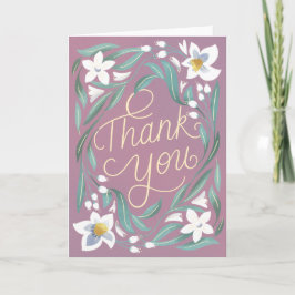 Hand Lettered Daffodil Dank u Notitiekaartje
