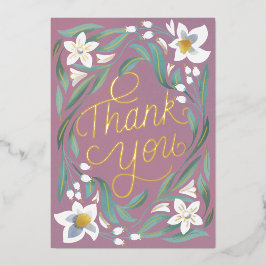 Hand Lettered Daffodil Gold Foil Hartelijk dank Folie Uitnodiging