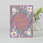 Hand Lettered Daffodil Gold Foil Hartelijk dank Folie Uitnodiging (Staand Voorkant)