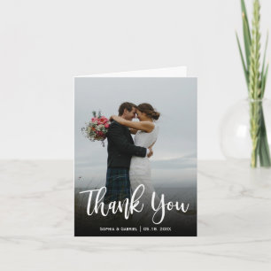 Hand Lettered Elegant Wedding Foto Hartelijk dank Bedankkaart