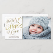 Hand Lettered Faith Hope Love Religious Christmas Feestdagenkaart (Voorkant / Achterkant)