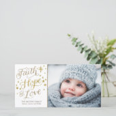 Hand Lettered Faith Hope Love Religious Christmas Feestdagenkaart (Staand voorkant)