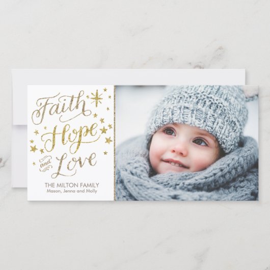 Hand Lettered Faith Hope Love Religious Christmas Feestdagenkaart (Voorkant)