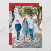 Hand Lettered Feliz Navidad Foto Kerst Kaart (Voorkant / Achterkant)