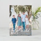 Hand Lettered Feliz Navidad Foto Kerst Kaart (Staand voorkant)