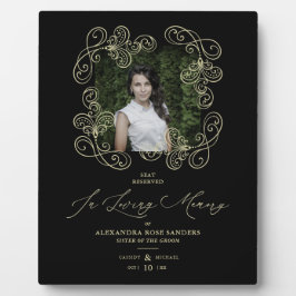 Hand Lettered Flourish Black Wedding Memorial Fotoplaat
