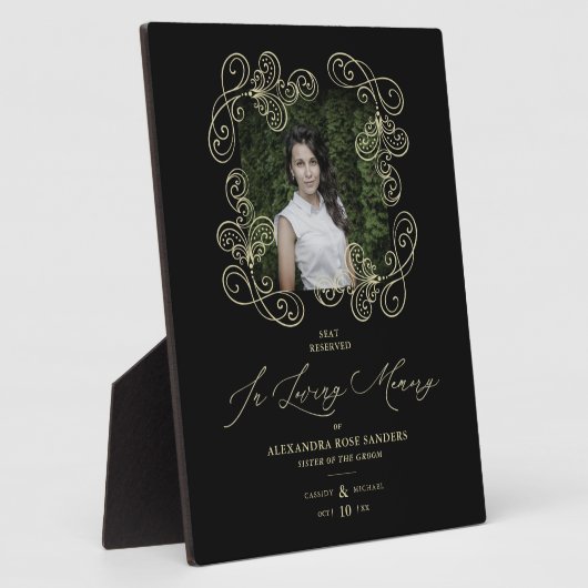 Hand Lettered Flourish Black Wedding Memorial Fotoplaat (Zijkant)