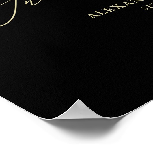 Hand Lettered Flourish Black Wedding Memorial Poster (Hoek)