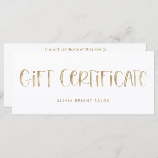 Hand Lettered Font Gold | Cadeaubon (Voorkant / Achterkant)