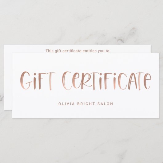 Hand Lettered Font Roos Gold | Cadeaubon (Voorkant / Achterkant)