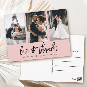 Hand-Lettered Fotocollage Blush Roze Briefkaart